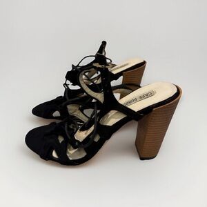 Cape Robbin Black Lace-Up Block Heels